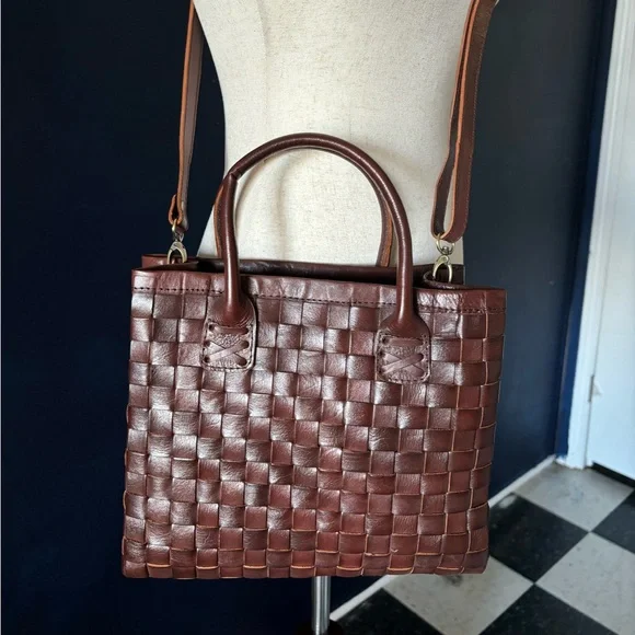 Woven Leather Tote Bag - Brown - Picture 2 of 10